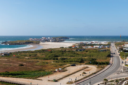 Vue a&eacute;rienne de la presqu'&icirc;le de Baleal, Portugal