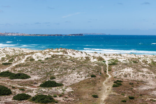 Vue a&eacute;rienne de la plage sud de Baleal, Portugal