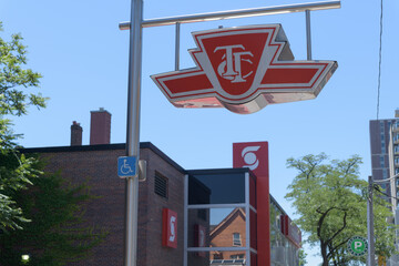 Obraz premium custom shaped light box sign outside a Line 1 subway station in Toronto 