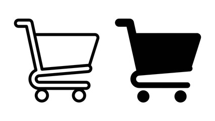 Shopping Cart Icon Set: A clean and minimalist graphic design featuring two variations of a shopping cart icon. © harun