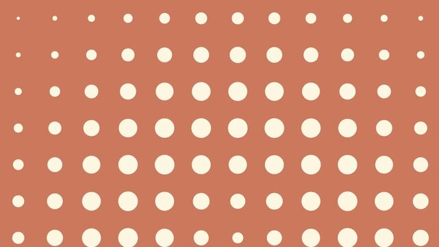 Abstract halftone dot pattern scaling animation on warm terracotta background loop