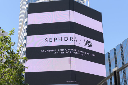 electronic Sephora advertisement at Sankofa Square, Toronto