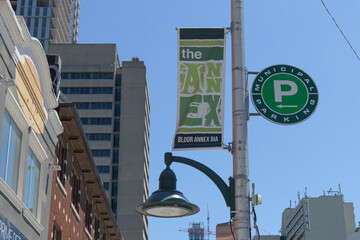 Obraz premium pole mounted projecting BIA banner in the Bloor Annex area of Toronto