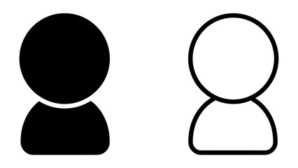 User Icon Contrast: A solid black user icon stands beside a white outlined user icon, representing the concept of individuality or representation. © sohag