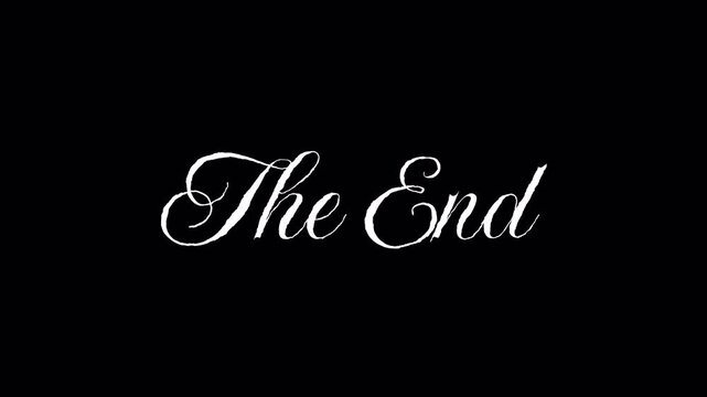 The End Ending text animation with elegant white cursive letters on black background. Ideal for video outros, credits, or presentations. Great for professional touch. 4K - Alpha Channel