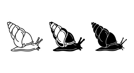 Snail Vector Icons, Outline and Silhouette, Gastropod Mollusk, Nature Wildlife © al