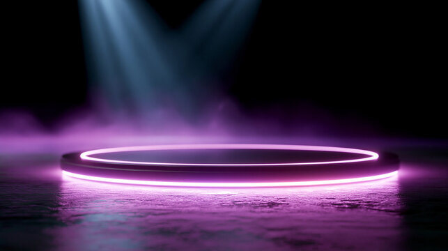 ultra minimal futuristic background, matte black backdrop with luminous purple ambient glow, diffused soft lighting, subtle volumetric haze, premium product presentation background