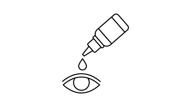Eye drop bottle icon applying medicine to human eye.