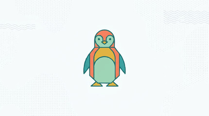 Colorful Cartoon Penguin Standing Alone. © aditya