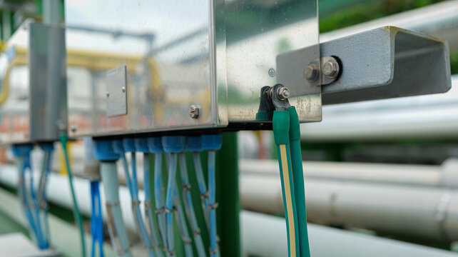 A bar ground connects an electrical junction box to the earth, preventing static electricity hazards and ensuring safety