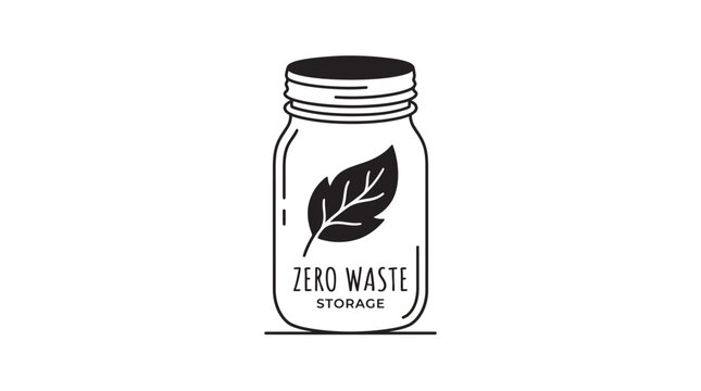 Minimalist hand drawn zero waste storage jar illustration.