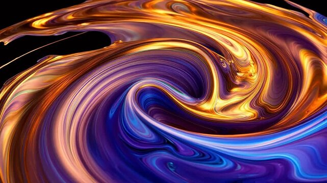 Copper Gold and Blue Purple Liquid Metal Coalesce