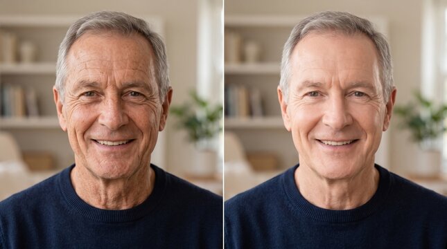 Smiling older man with gray hair and warm expression against a cozy indoor backdrop.