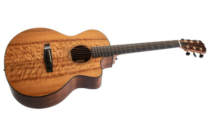Fototapeta premium Isolated professional acoustic guitar with a beautiful figured wood top and a cutaway design.