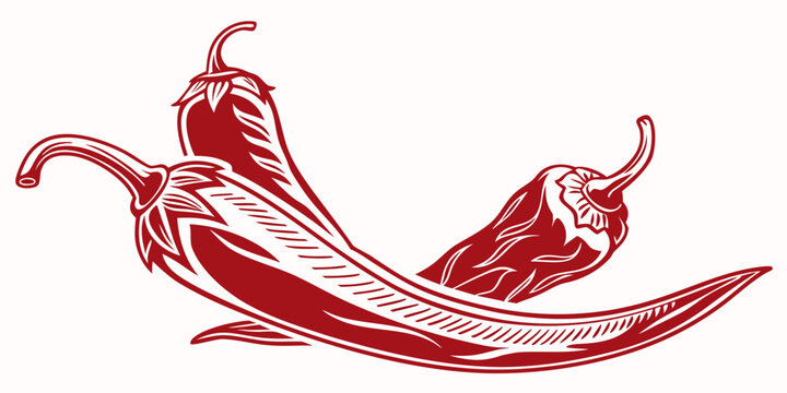 Pair of red chili peppers minimalist graphic with vegetable illustration chilipeppers ingredient culinary condiment agriculture capsicum