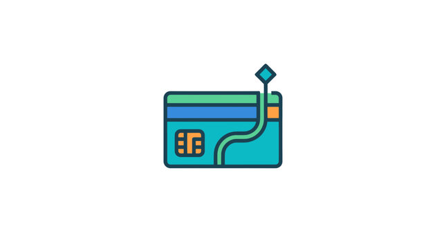 Modern Contactless Payment Card Icon with Chip and NFC Symbol