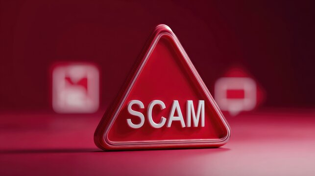 Warning triangle scam alert illustration