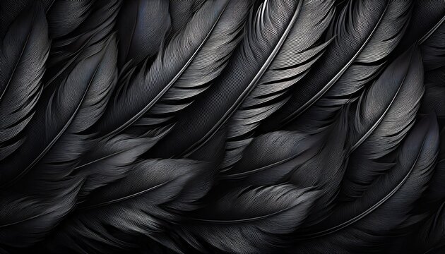 exquisite digital art intricate black feathers texture background showcasing large bird feathers