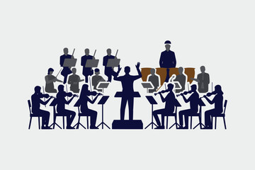 Minimalist Symphony Orchestra Silhouette Vector Illustration © MstAfroza