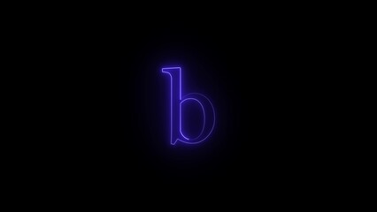Minimalist purple neon lower case letter b isolated on dark black wall background. © Icon Stocks