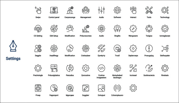 Professional settings and configuration linear icon set for web and software interface