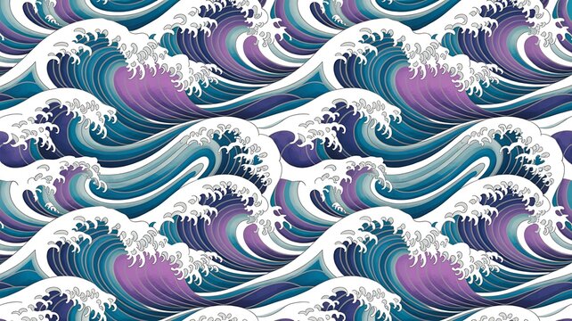 Japanese ocean wave pattern seamless design