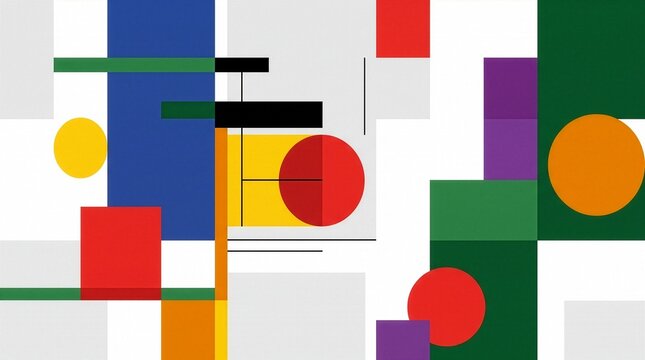 Complex 2D colorful Swiss grid design abstract