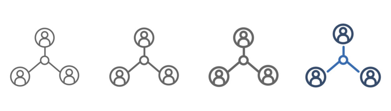 
Outline icon set featuring a connection design involving three people