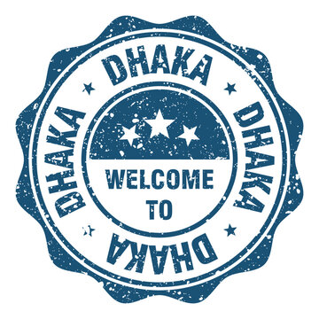 Welcome to Dhaka red grunge round stamp. Welcome to Dhaka stamp