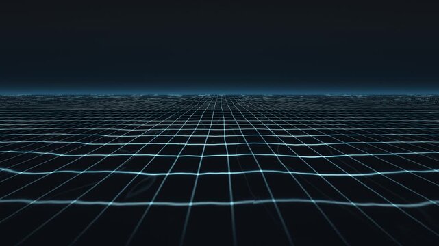 Grid lines over a dark surface with blue light reflections
