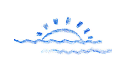 Fototapeta premium Sea wave crayon icon. Hand drawn water flow