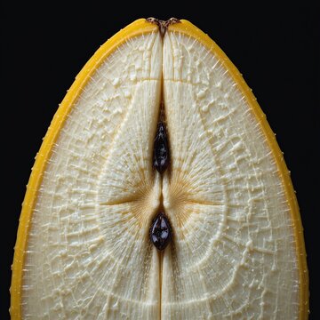 Extreme Macro Banana Cross Section Geometric Star Pattern White Food