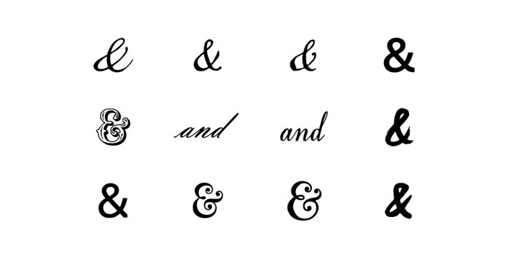 Ampersands in Various Elegant and Stylized Fonts Featuring Ampersand, Symbol, Typography with Font and Design Elements