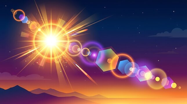 Abstract digital art of cosmic explosion with planets.