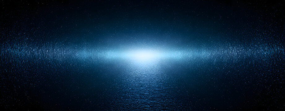 Deep blue, grainy, abstract background with a glowing central light path for futuristic technology concepts and a mysterious cinematic atmosphere for digital projects.
