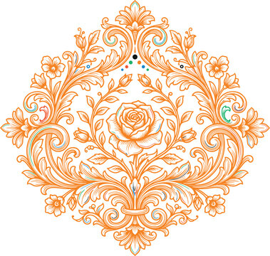 Intricate detailed decorative floral mandala pattern design, elegant ornamental vintage style background motif, abstract symmetrical bloom artwork print.