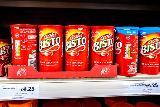 Display of Bisto Gravy Granule Containers With No People
