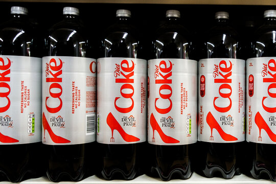 Supermarket Display of Devil Wears Parda Brnded Diet Coke With No People