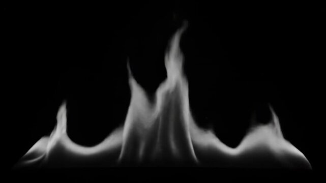 Glowing white smoke rising in a wave-like pattern, contrasting black backdrop