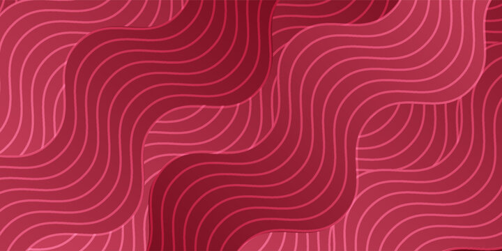 Header or footer design with burgundy, maroon, wine colour modern background. Waves lines like ocean water.