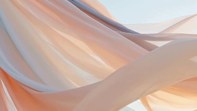 Gentle Flow: Pastel Silk Fabrics Dancing in Soft Breeze