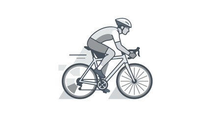 Fototapeta premium Man Riding a Bicycle Quickly Outdoors.