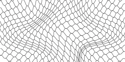 Curved net pattern white background. Black seamless design for sportswear or equipment like soccer goals, volleyball nets, basketball hoops, hockey nets, and athletic gear. Art vector work © M.I.Arfad