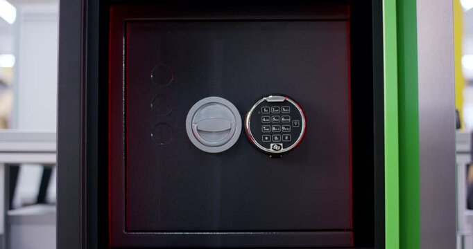Close up view of a small digital screen display integrated into a green industrial system tower