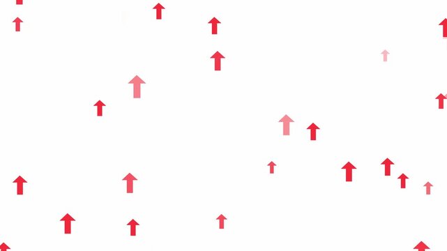 Rising red arrow pointing up animation on white background. Arrows moving upward direction. Progress, success, market analytics. Direction arrow icon motion. Upward arrow growth up motion.