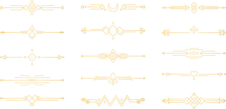 Luxury gold geometric text dividers collection vector