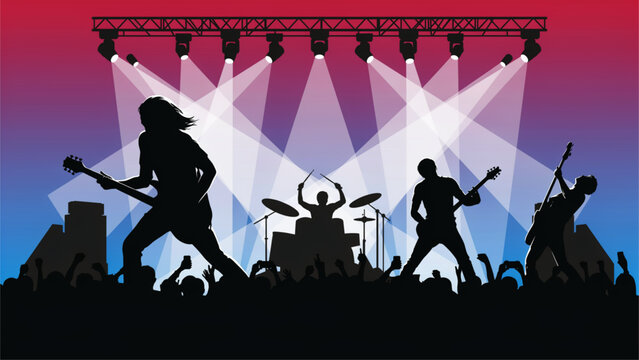 Group of dancers performing on stage with colorful lights and smoke effects Vector