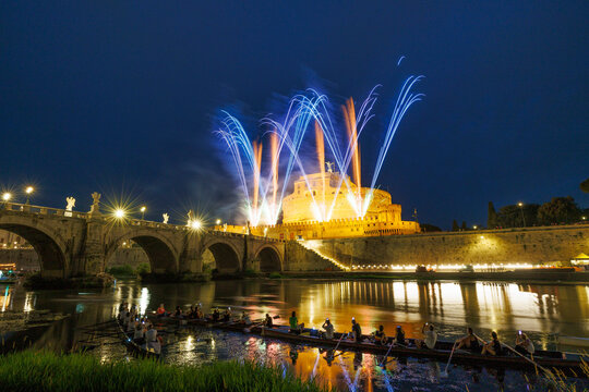 fireworks in Rome at the vatican, Castel Sant'Angelo