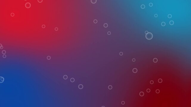 Floating bubbles on red and blue gradient background 4k motion graphics video
