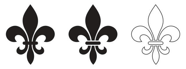 Fleur de Lis Icon Set, French Lily Heraldic Symbol Silhouette Vector Collection for Luxury Branding © maxsabbir07